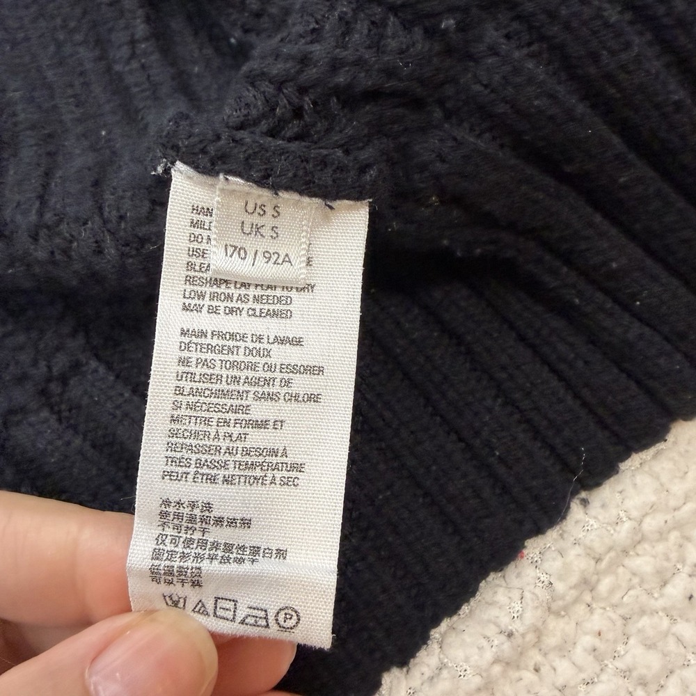 Free People Open Chunky Knit Cardigan Women's Size Small Black Long Sleeve - Picture 6 of 7